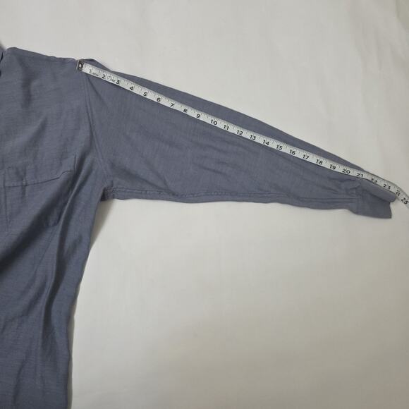 Perry Ellis Slate Gray 100% Cotton Long Sleeve Button Down Shirt Size 32/33 Soft - Picture 7 of 7